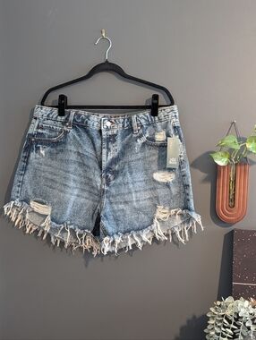 Wild Fable Highest Rise Women's Shorts - Denim Distressed Fringe Hem - Size 18